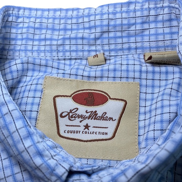 Larry Mahan Cowboy Collection Plaid Western Shirt Mens M Button Up Long Sleeve - Picture 6 of 8